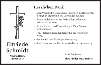 Traueranzeige von Elfriede Schmidt von Dinkelsbühl/ Feuchtwangen