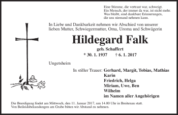 Traueranzeige von Hildegard Falk von Dinkelsbühl/ Feuchtwangen