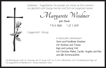 Traueranzeige von Margarete Weidner von Dinkelsbühl/ Feuchtwangen