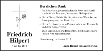 Traueranzeige von Friedrich Hilpert von Dinkelsbühl/ Feuchtwangen