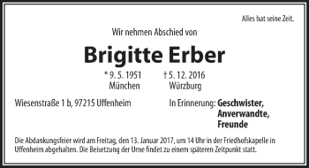 Traueranzeige von Brigitte Erber von Gesamtausgabe