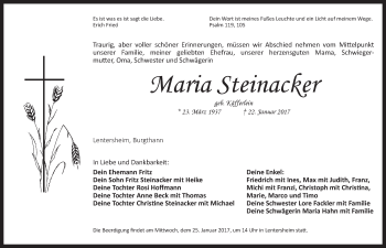 Traueranzeige von Maria Steinacker von Dinkelsbühl/ Feuchtwangen