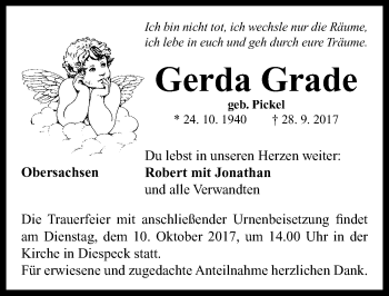 Traueranzeige von Gerda Grade von Neustadt/ Scheinfeld/ Uffenheim