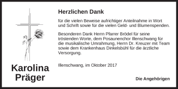 Traueranzeige von Karolina Präger von Dinkelsbühl/ Feuchtwangen