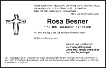 Traueranzeige von Rosa Besner von Ansbach