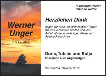 Traueranzeige von Werner Unger von Dinkelsbühl/ Feuchtwangen