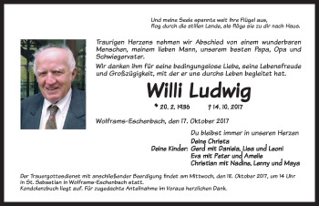 Traueranzeige von Willi Ludwig von Ansbach