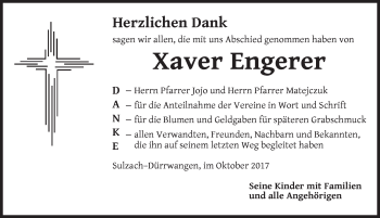 Traueranzeige von Xaver Engerer von Dinkelsbühl/ Feuchtwangen