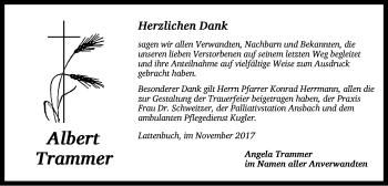 Traueranzeige von Albert Trammer von Dinkelsbühl/ Feuchtwangen