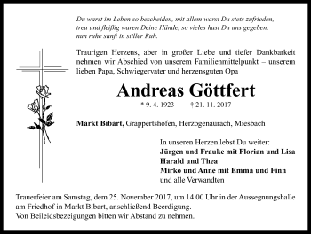 Traueranzeige von Andreas Göttfert von Neustadt/ Scheinfeld/ Uffenheim