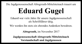 Traueranzeige von Eduard Gugel von Neustadt/ Scheinfeld/ Uffenheim