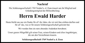 Traueranzeige von Ewald Harder von Neustadt/ Scheinfeld/ Uffenheim