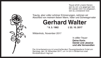 Traueranzeige von Gerhard Walter von Dinkelsbühl/ Feuchtwangen