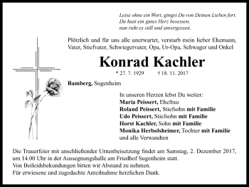 Traueranzeige von Konrad Kachler von Neustadt/ Scheinfeld/ Uffenheim