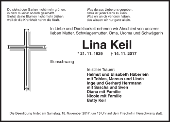 Traueranzeige von Lina Keil von Dinkelsbühl/ Feuchtwangen