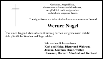 Traueranzeige von Werner Nagel von Rothenburg