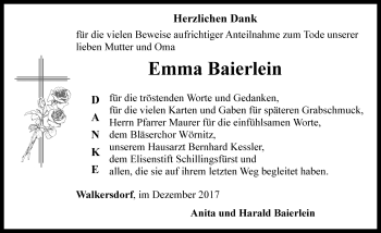 Traueranzeige von Emma Baierlein von Rothenburg