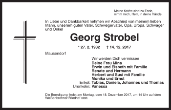 Traueranzeige von Georg Strobel von Ansbach