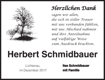 Traueranzeige von Herbert Schmidbauer von Ansbach