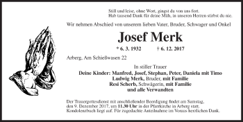 Traueranzeige von Josef Merk von Dinkelsbühl/ Feuchtwangen