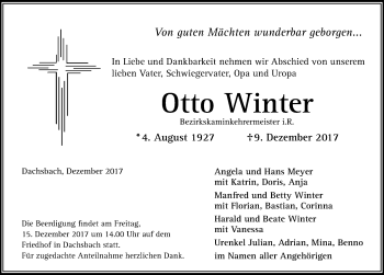 Traueranzeige von Otto Winter von Neustadt/ Scheinfeld/ Uffenheim