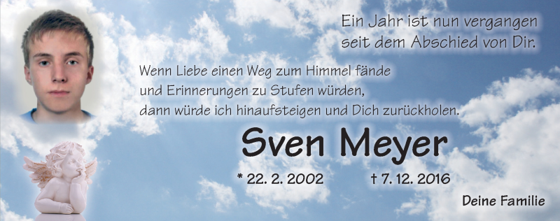  Traueranzeige für Sven Meyer vom 07.12.2017 aus Ansbach