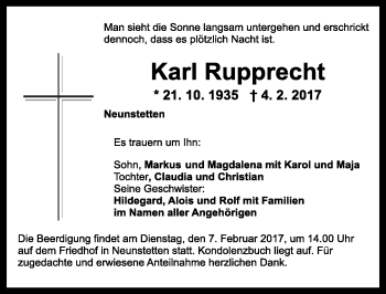 Traueranzeige von Karl Rupprecht von Ansbach