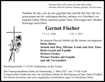 Traueranzeige von Gernot Fischer von Rothenburg