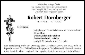 Traueranzeige von Robert Dornberger von Neustadt/ Scheinfeld/ Uffenheim