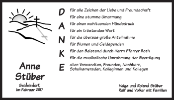 Traueranzeige von Anne Stüber von Dinkelsbühl/ Feuchtwangen