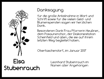 Traueranzeige von Elsa Stubenrauch von Neustadt/ Scheinfeld/ Uffenheim