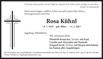 Traueranzeige von Rosa Kühnl von Dinkelsbühl/ Feuchtwangen