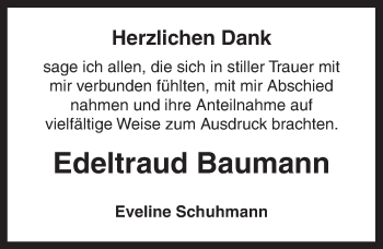 Traueranzeige von Edeltraud Baumann von Ansbach