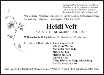 Traueranzeige von Heidi Veit von Neustadt/ Scheinfeld/ Uffenheim