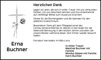 Traueranzeige von Erna Buchner von Ansbach