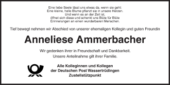 Traueranzeige von Anneliese Ammerbacher von Dinkelsbühl/ Feuchtwangen