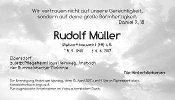 Traueranzeige von Rudolf Müller von Ansbach