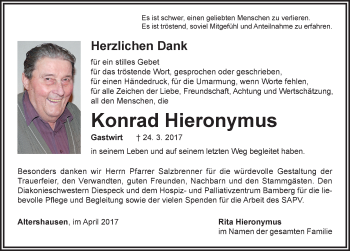 Traueranzeige von Konrad Hieronymus von Neustadt/ Scheinfeld/ Uffenheim