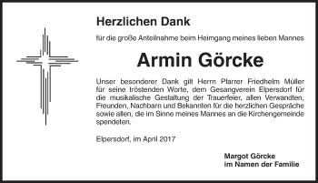 Traueranzeige von Armin Görcke von Ansbach