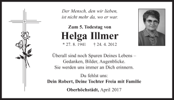 Traueranzeige von Helga Illmer von Neustadt/ Scheinfeld/ Uffenheim