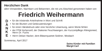 Traueranzeige von Friedrich Weihermann von Dinkelsbühl/ Feuchtwangen