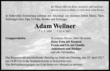 Traueranzeige von Adam Wellner von Neustadt/ Scheinfeld/ Uffenheim