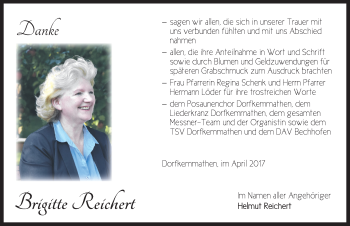 Traueranzeige von Brigitte Reichert von Dinkelsbühl/ Feuchtwangen