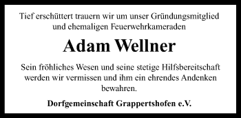 Traueranzeige von Adam Wellner von Neustadt/ Scheinfeld/ Uffenheim