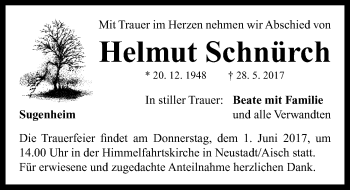 Traueranzeige von Helmut Schnürch von Neustadt/ Scheinfeld/ Uffenheim