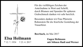 Traueranzeige von Elsa Heilmann von Neustadt/ Scheinfeld/ Uffenheim