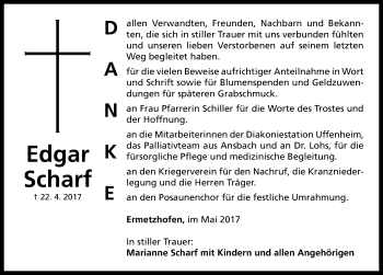 Traueranzeige von Edgar Scharf von Neustadt/ Scheinfeld/ Uffenheim