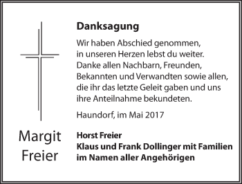 Traueranzeige von Margit Freier von Dinkelsbühl/ Feuchtwangen
