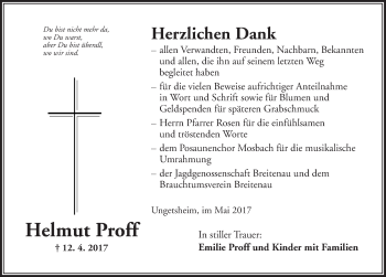 Traueranzeige von Helmut Proff von Dinkelsbühl/ Feuchtwangen