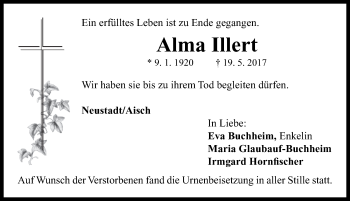 Traueranzeige von Alma Illert von Neustadt/ Scheinfeld/ Uffenheim